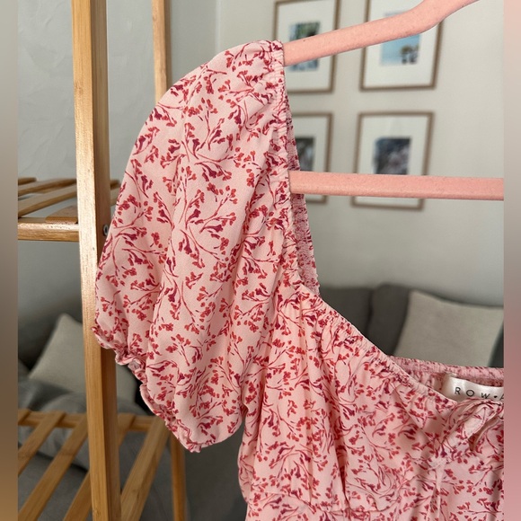 Row A NWT Floral Sweetheart Keyhole Neck Midi Side Slit Dress Pink Small - Picture 6 of 8